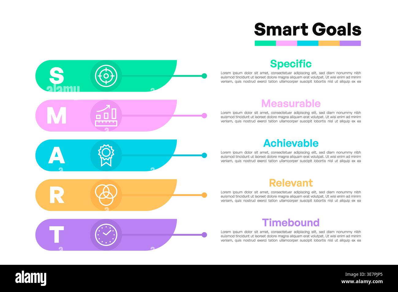 Smart Goals Infographic with Colorful Sections and Icons for Business ...