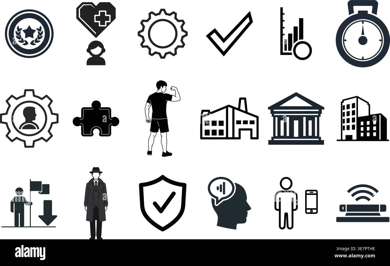 Industrial Management and Professional Achievement Elements Stock Vector
