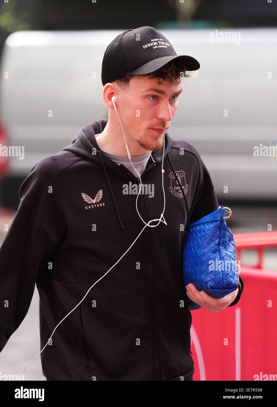 Everton's James Garner arriving before the Premier League match at the ...