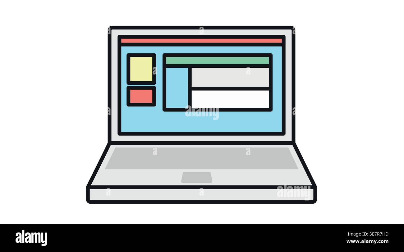 Laptop web design and browser icon Stock Vector