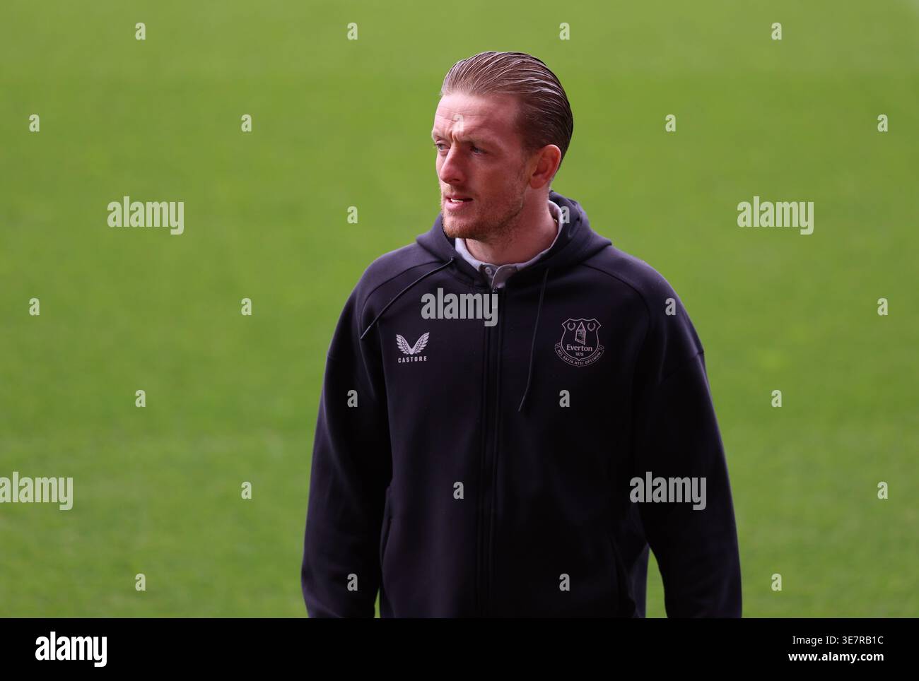 Everton goalkeeper Jordan Pickford before the Premier League match at ...