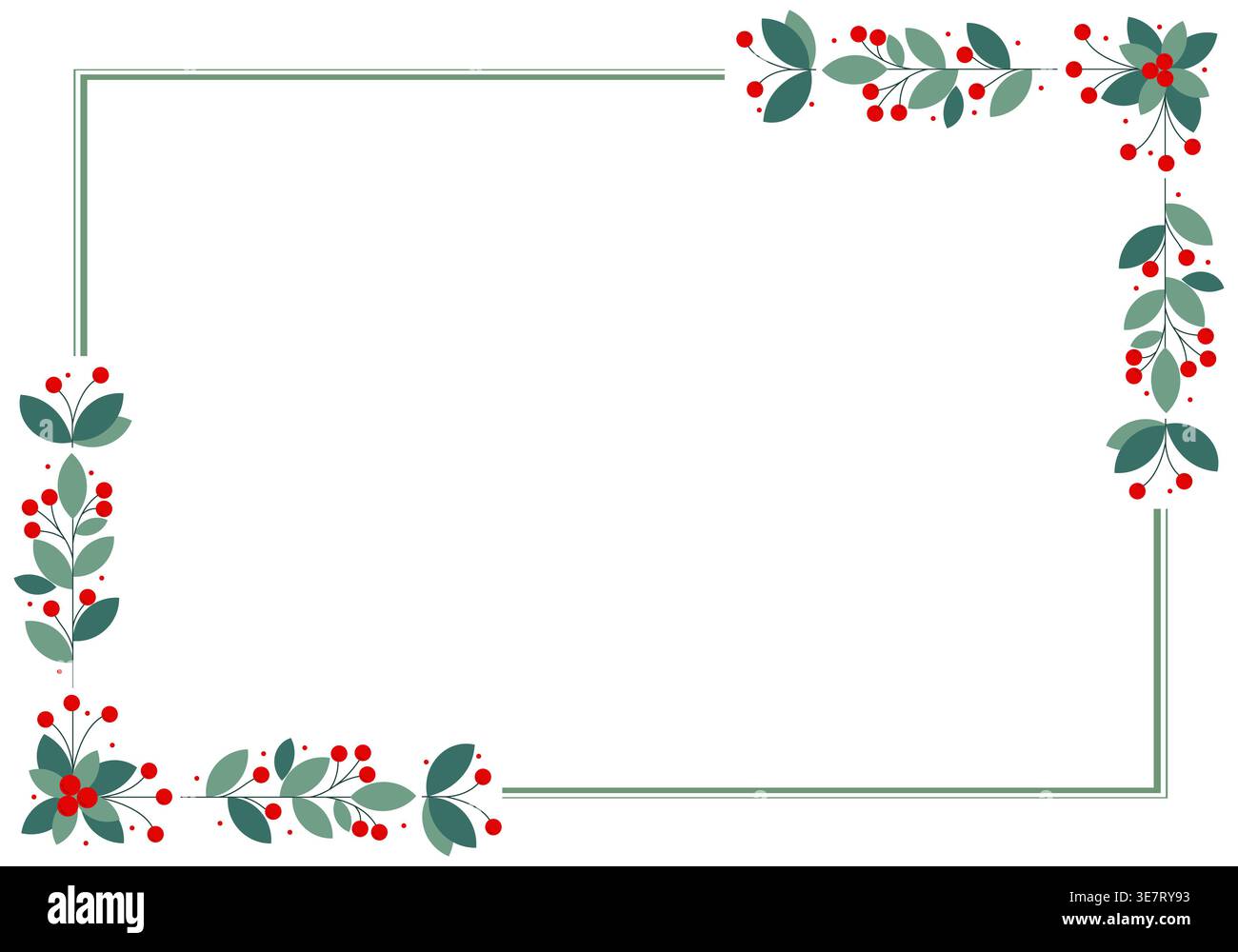 Beautiful Rectangular Frame Decorated With Red Cherry Berries And Green ...