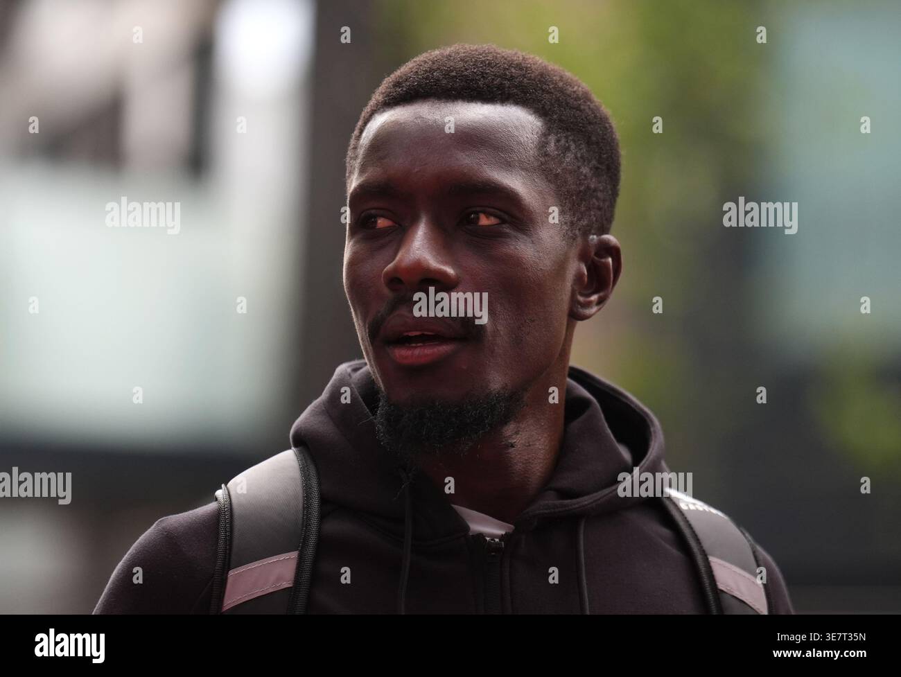 Everton's Idrissa Gueye arriving before the Premier League match at the ...