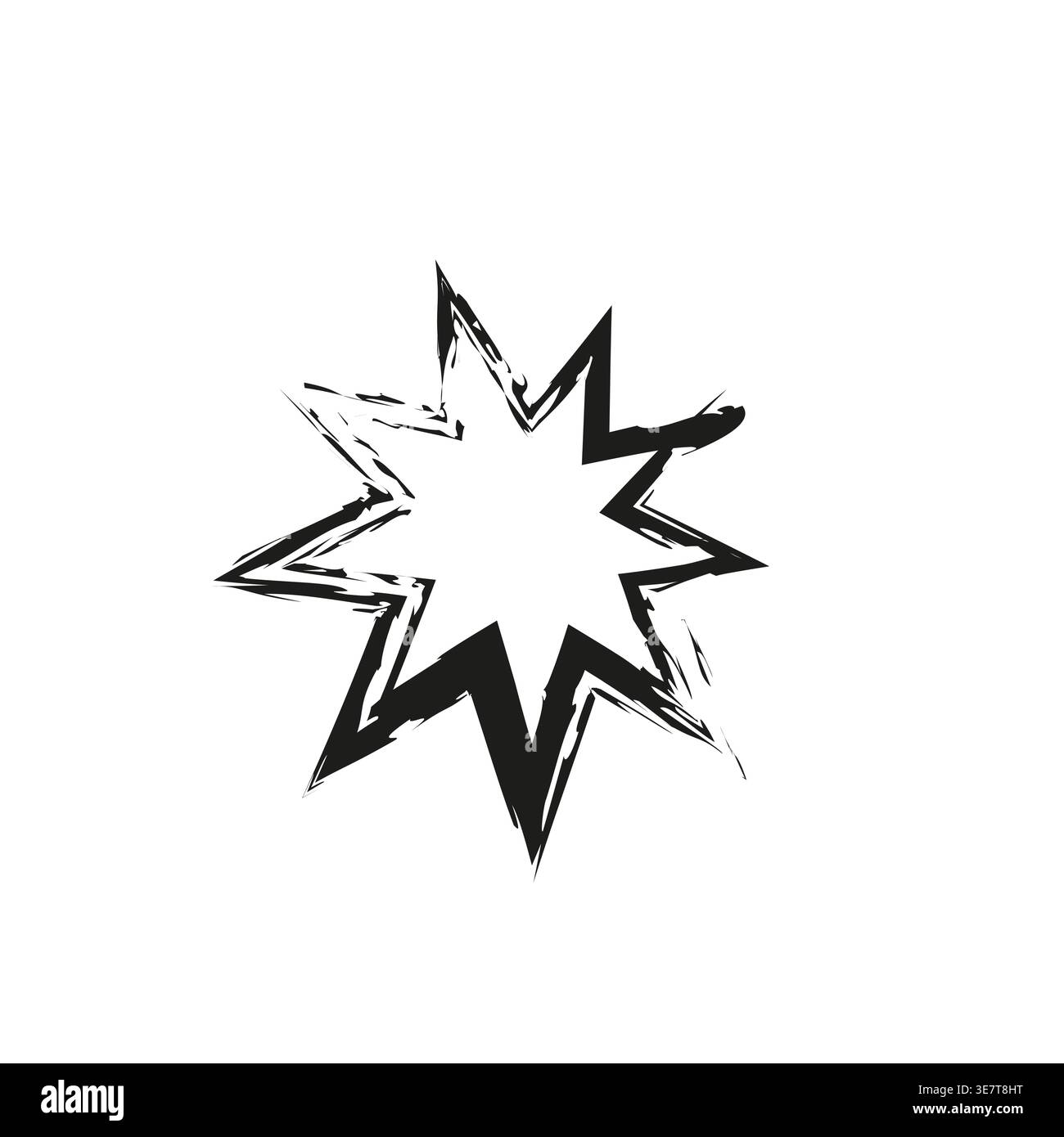 Grunge star explosion shape. Hand drawn Vector effect. Burst black brush stroke. Dynamic comic speech icon. Stock Vector