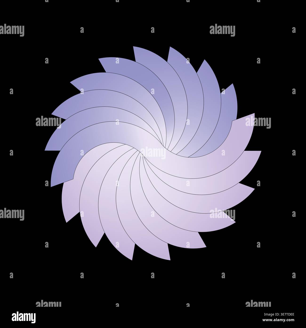 Purple swirl shape. Circular spiral pattern. Pastel petal Vector form. Gradient background element. Stock Vector