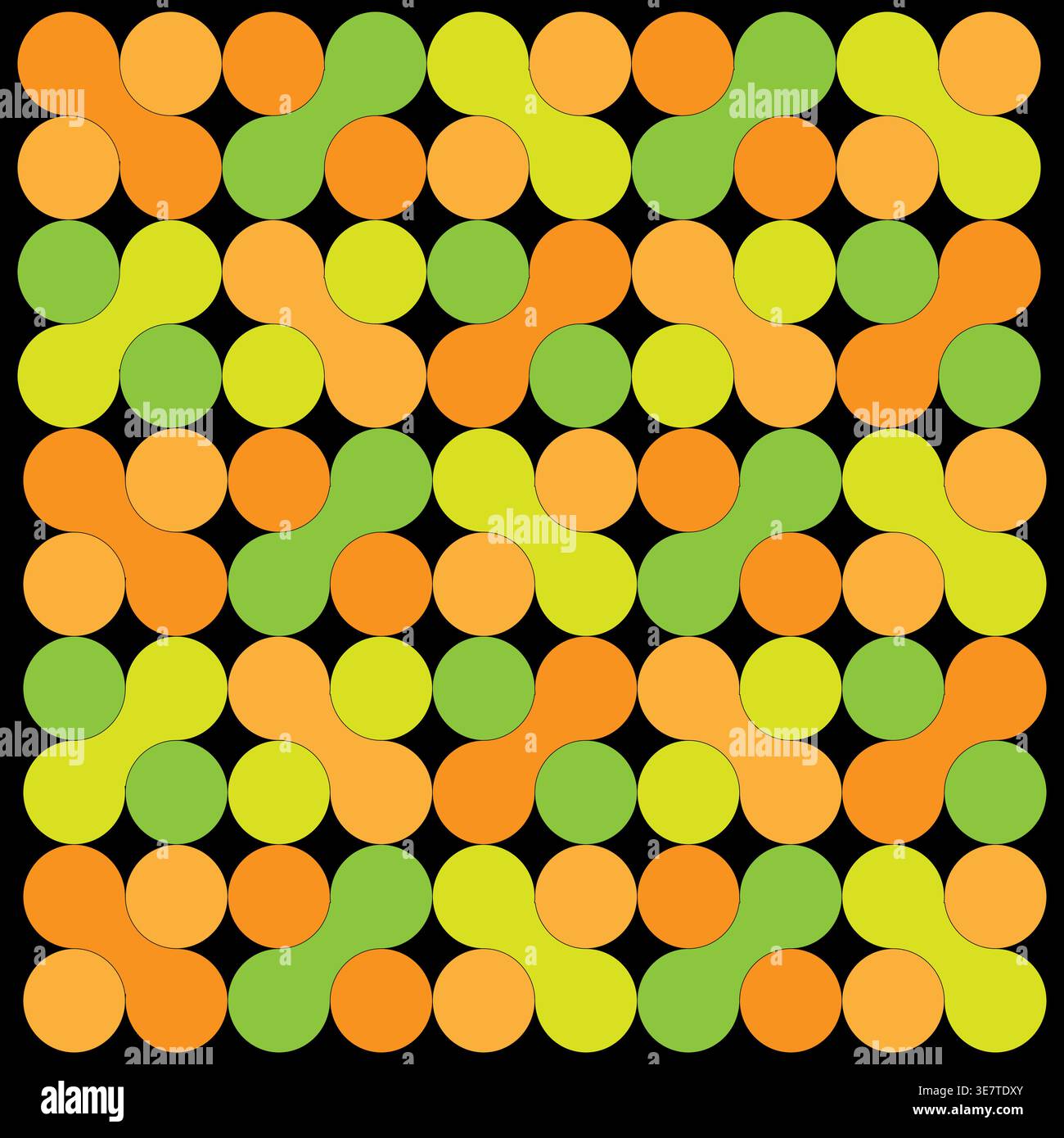 Orange green pattern. Tiling geometric shapes. Repeating Vector texture. Black contrast background. Stock Vector