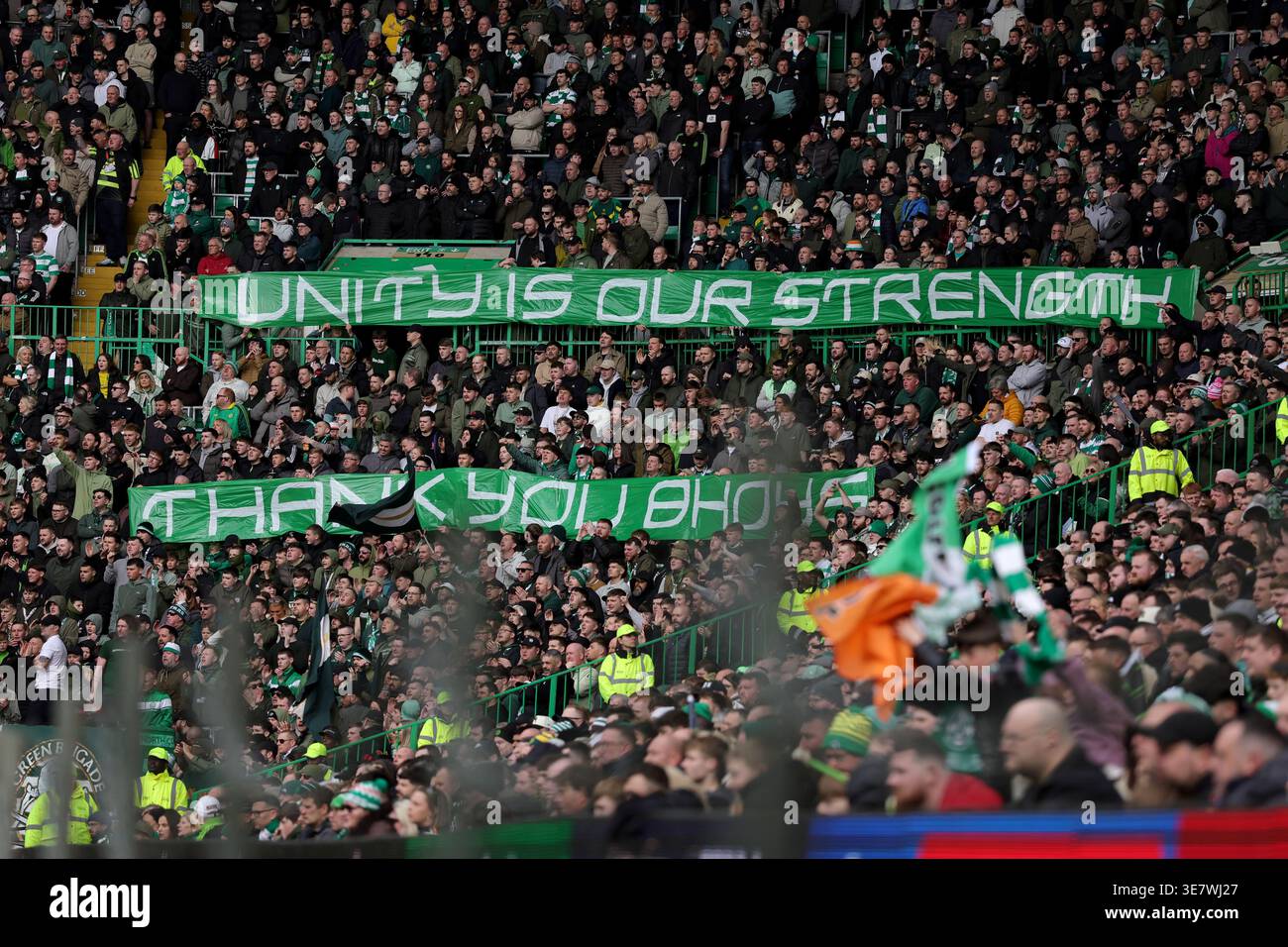 Celtic fans during the William Hill Premiership match at Celtic Park ...