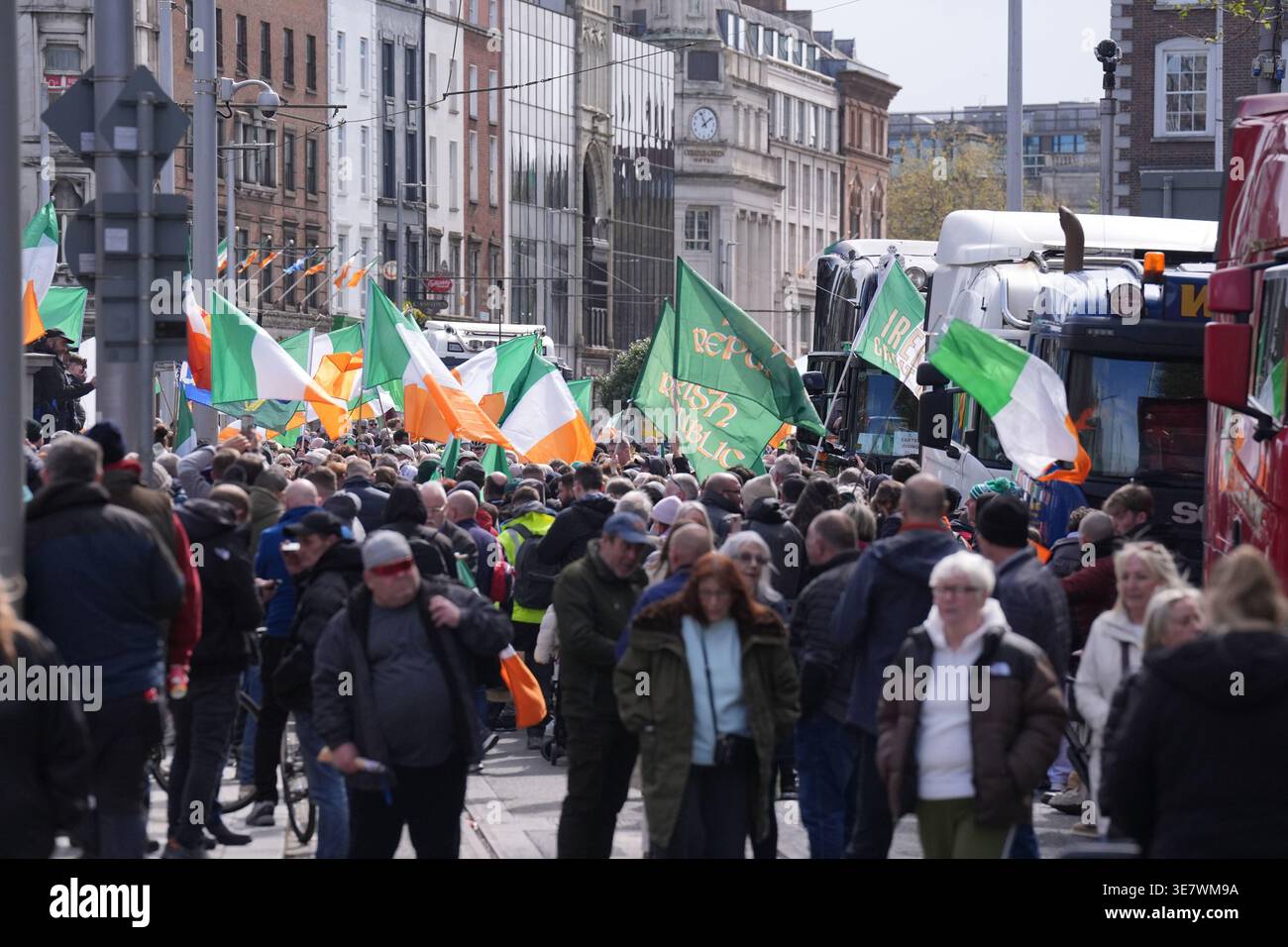 RETRANSMITTED CORRECTING DAY OF PROTEST Protesters on O'Connell Street ...