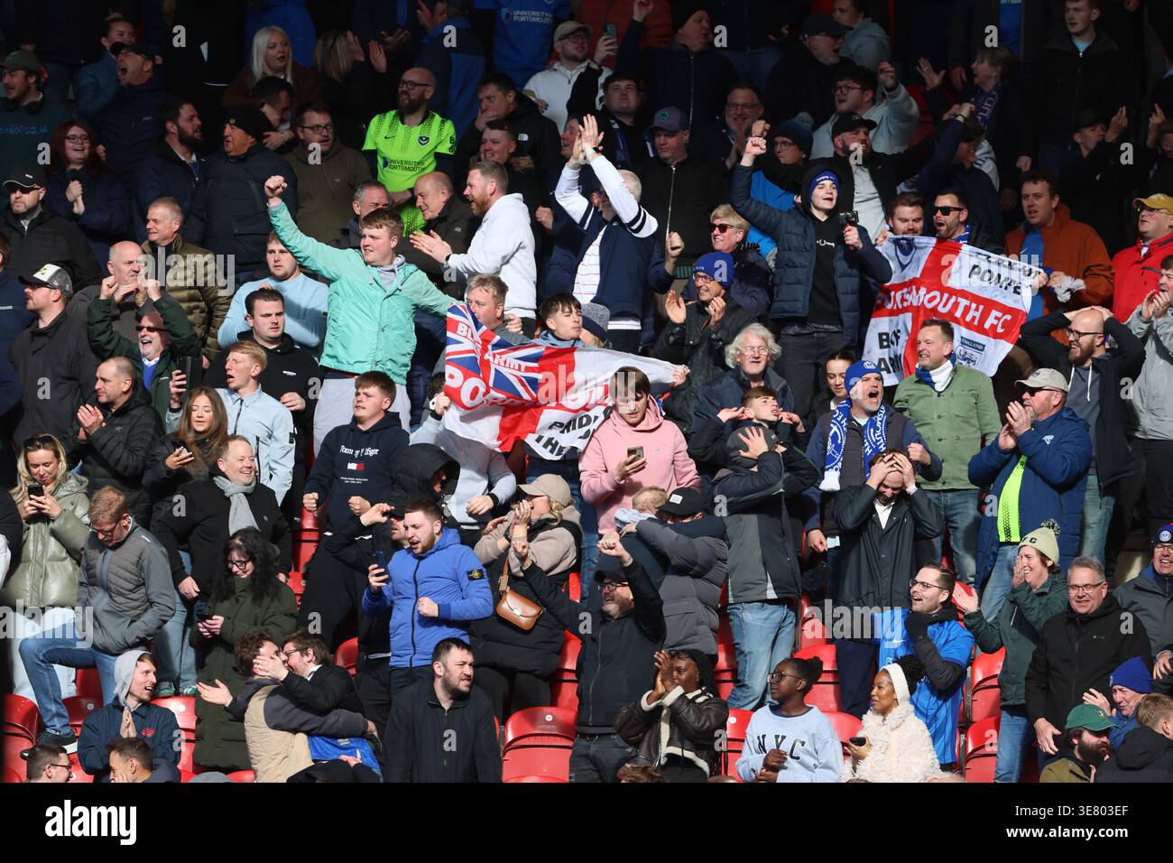 Portsmouth fans celebrate during the Sky Bet Championship match at ...