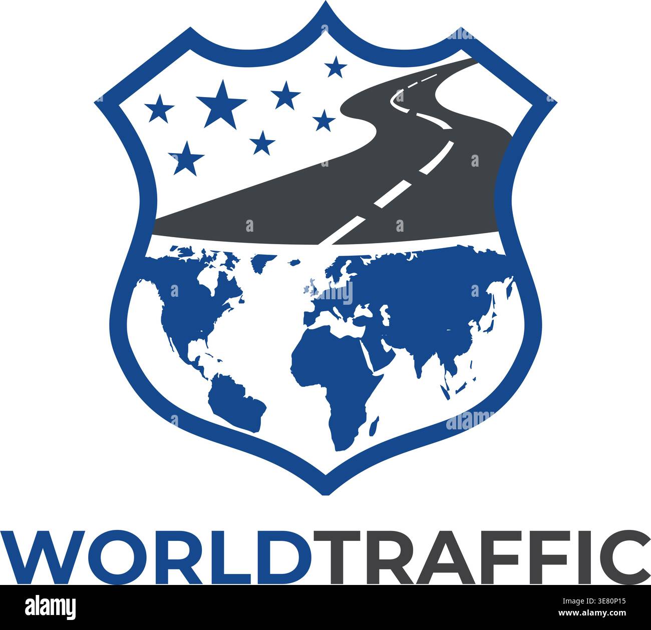 Globe road shield traffic logo Stock Vector