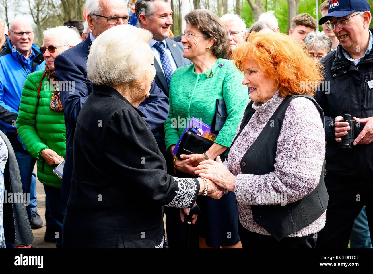 Princess Beatrix at the opening of De Wachter windmill in Zuidlaren ...