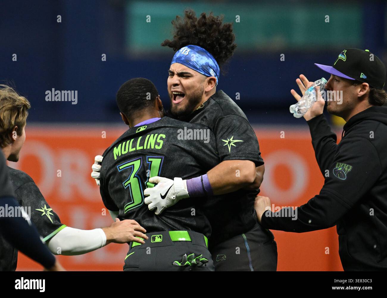 Tampa Bay Rays' Cedric Mullins (31) and Jonathan Aranda celebrate after ...