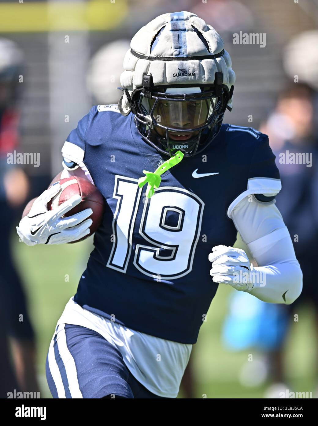 EAST HARTFORD, CT - APRIL 11: UConn Huskies receiver Javon Brown (19 ...