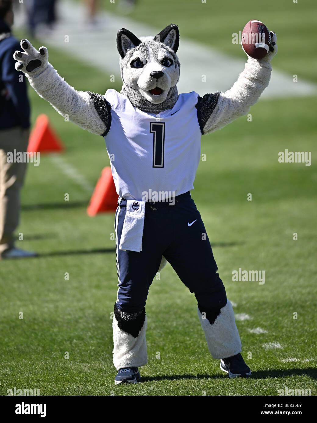 EAST HARTFORD, CT - APRIL 11: UConn Huskies mascot Jonathan the Husky ...