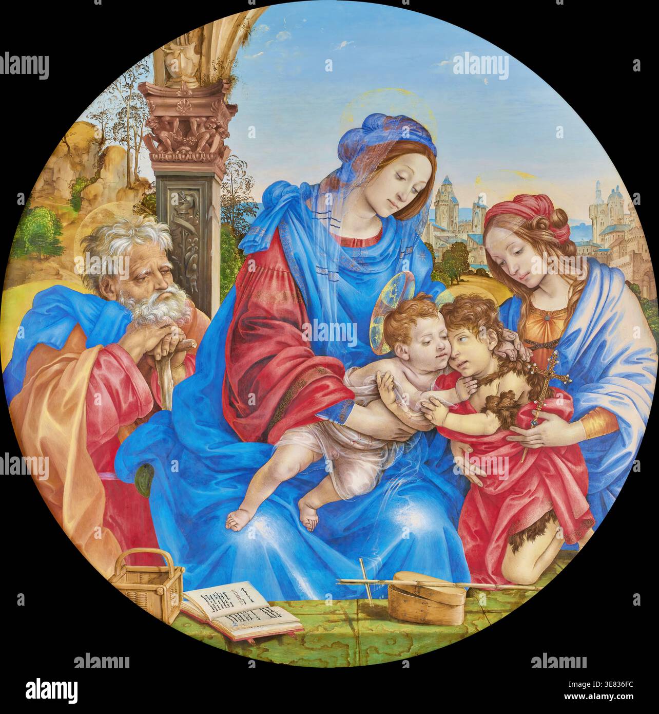 Tondo Renaissance Filippino Lippi – The Holy Family with Saint John the Baptist and Saint ...
