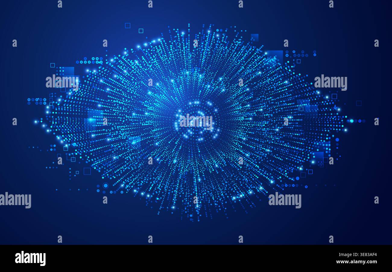 concept of cyberspace or digital transformation, graphic of dotted eye with futuristic element Stock Vector
