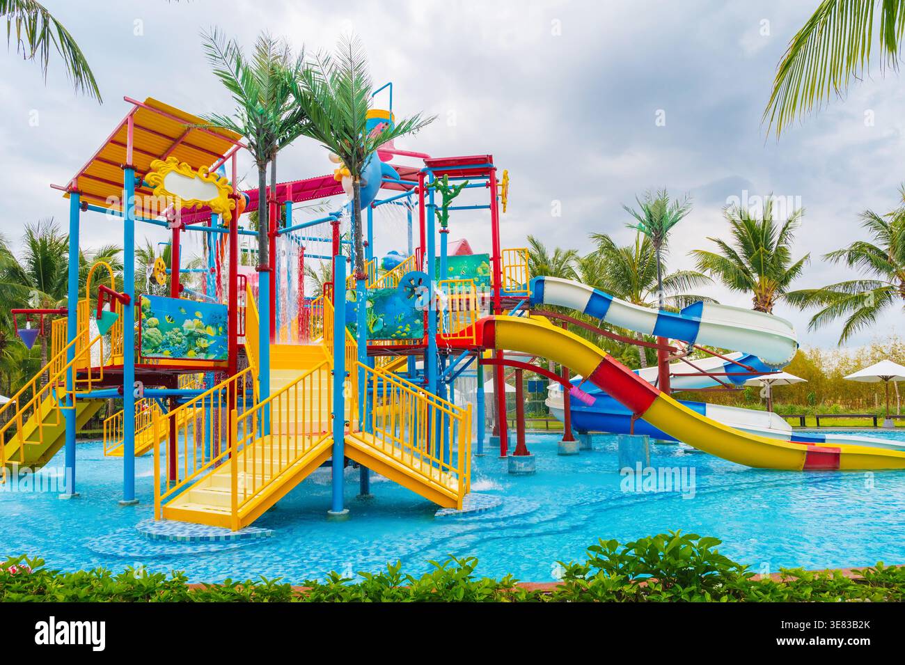 Aqua park entertainment area for kids Stock Photo