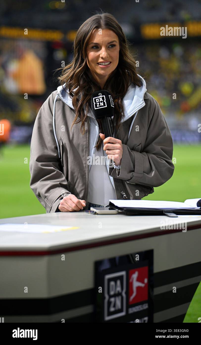 Moderator Laura Wontorra (DAZN) Dortmund, April 11, 2026, Football ...