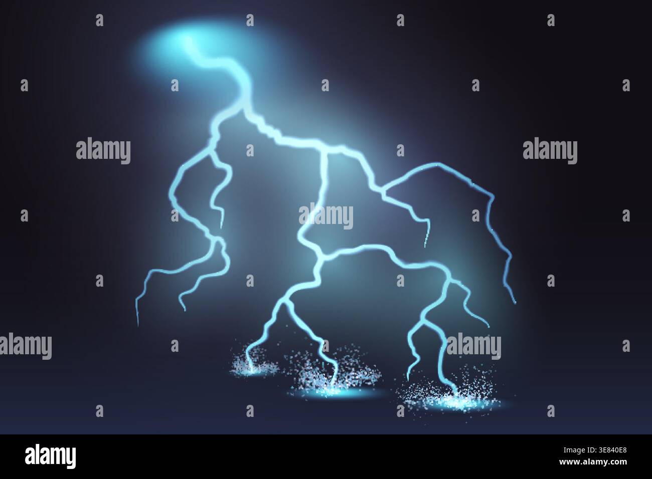Lightning Stream Vector Realistic glowing blue lightning splash with electric sparks on dark ...