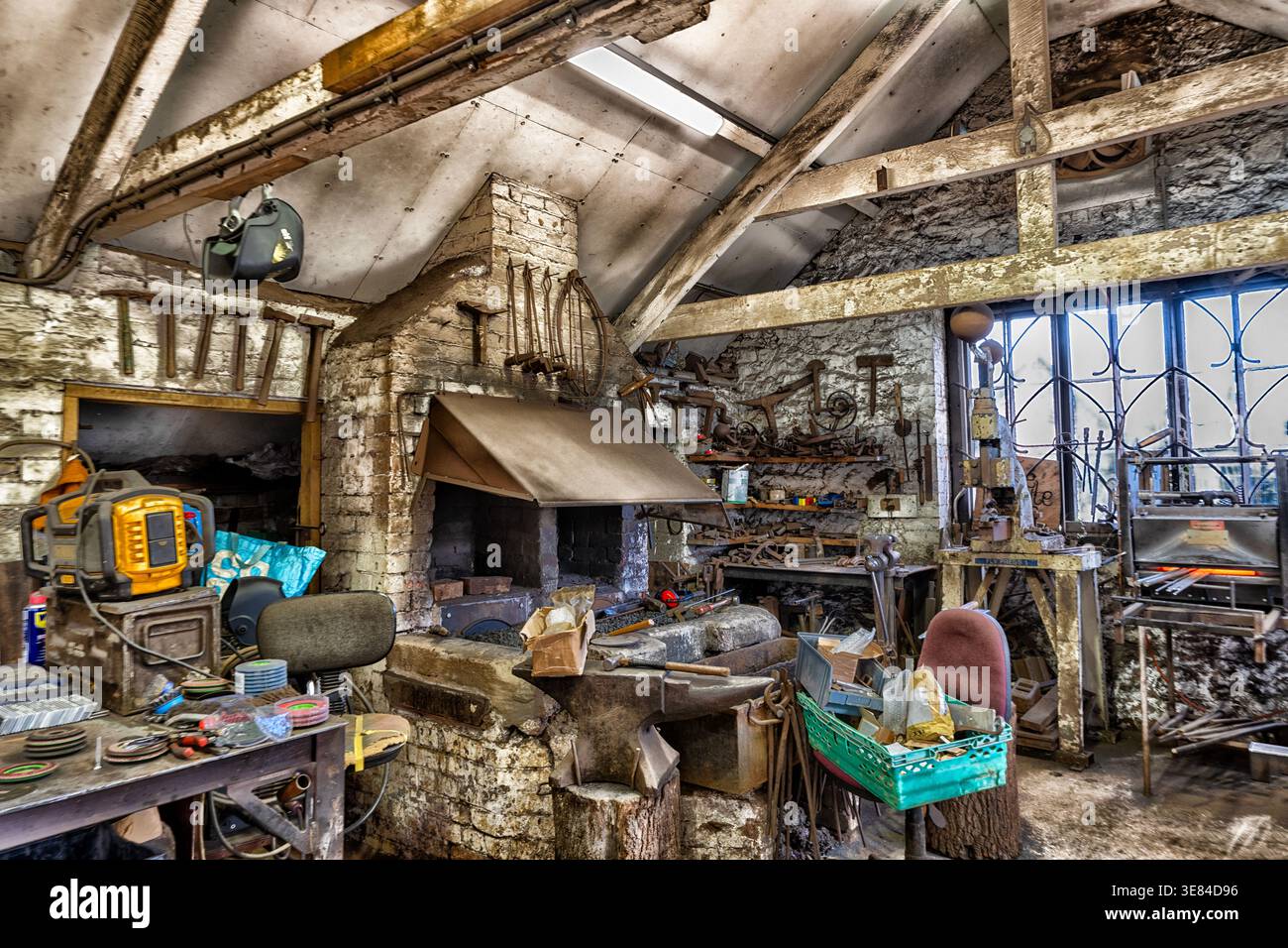 Interior of a blacksmiths forge Stock Photo