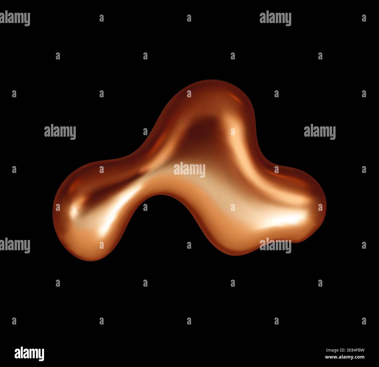 Liquid copper alloy metal 3D realistic drop Stock Vector