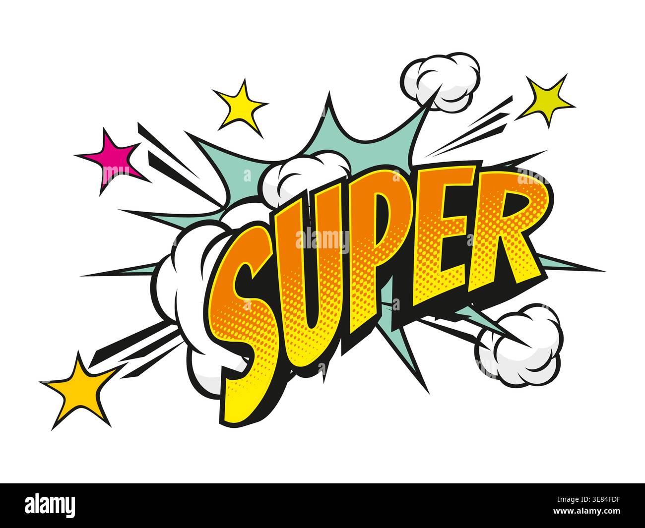 Super comic sound effect speech bubble symbol Stock Vector