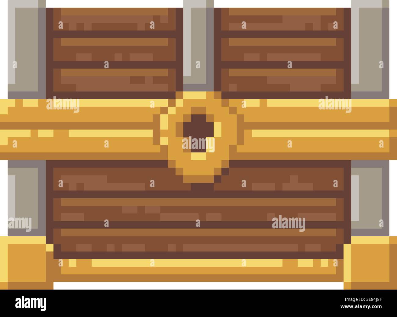 Pixel closed treasure chest game icon Stock Vector