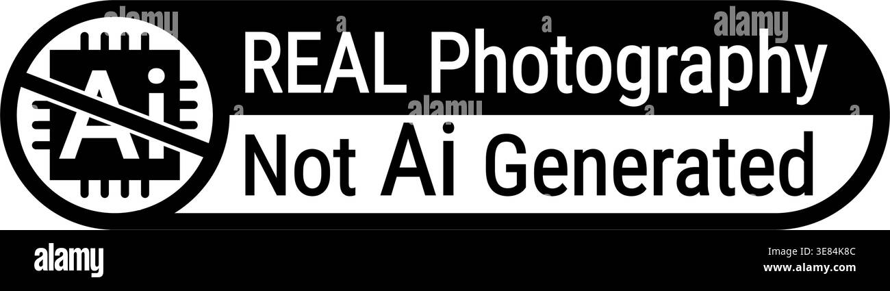 real photography not ai generated symbol logo icon label vector ...