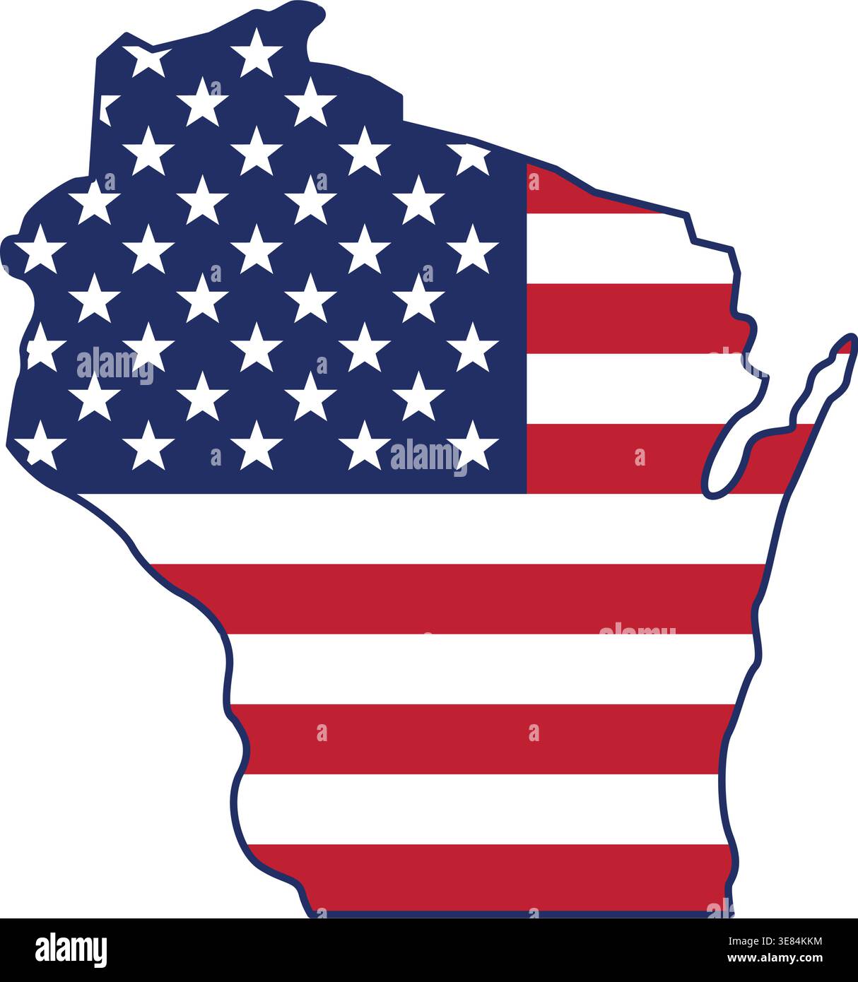 Wi State Vector wisconsin wi state shape map simplified with usa flag vector isolated ...
