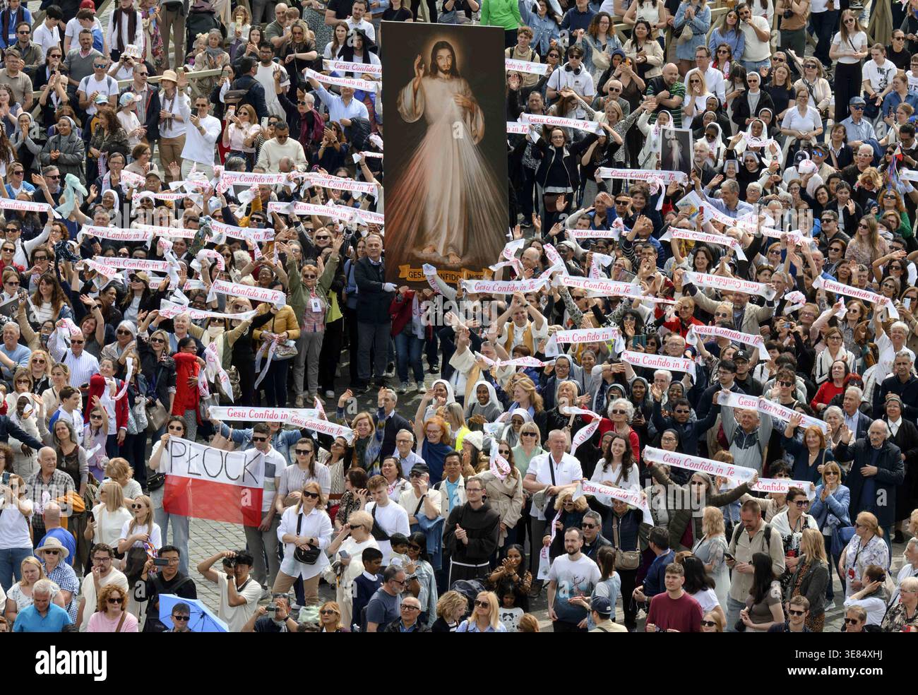 Pope Leo XIV leads the angelus prayer from the window of his apartments ...