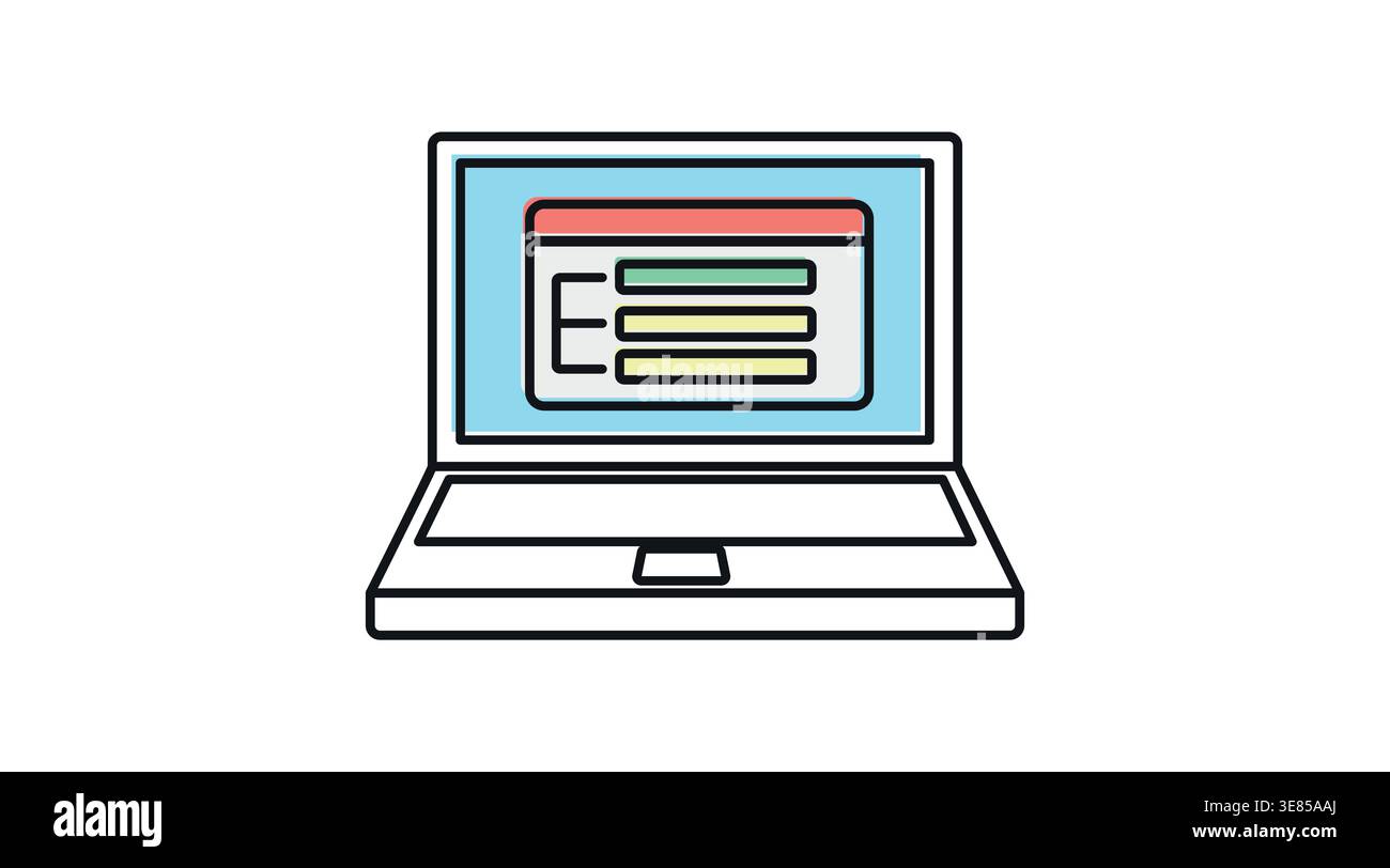 Laptop web design and browser interface icon Stock Vector