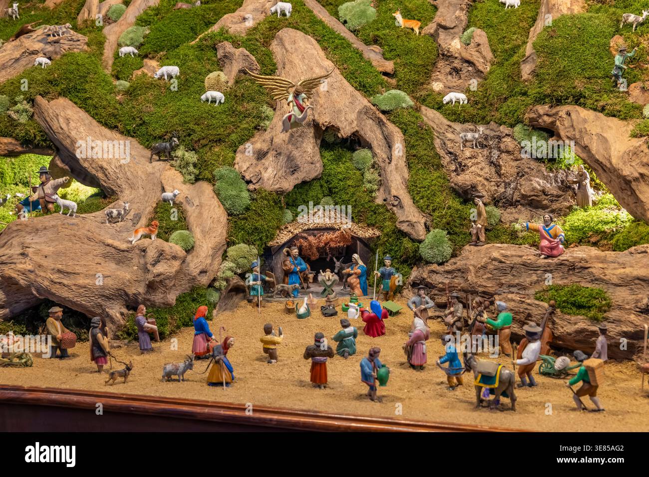 Intricate traditional Christmas nativity scene depicting the birth of ...