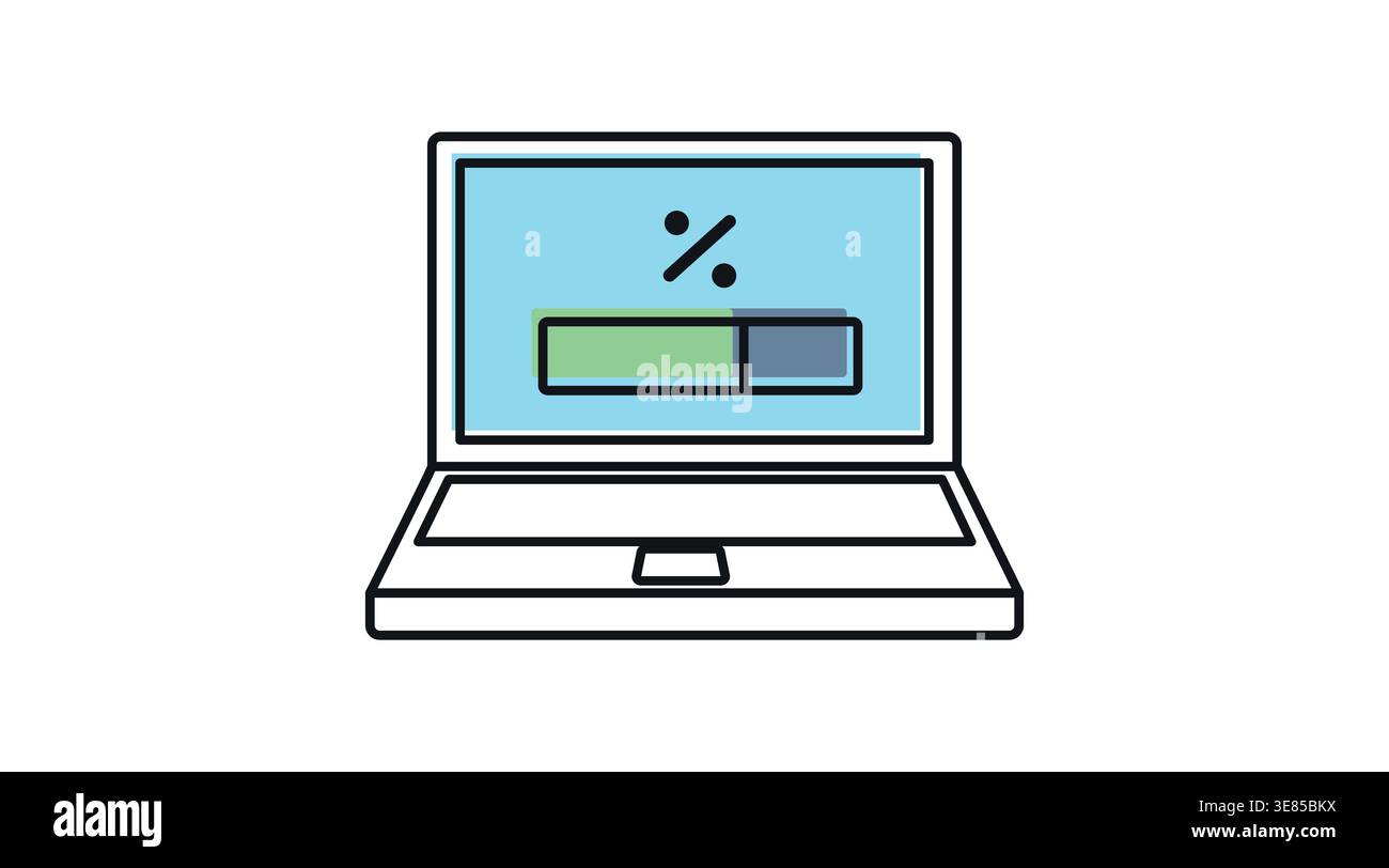Laptop software update and loading progress Stock Vector