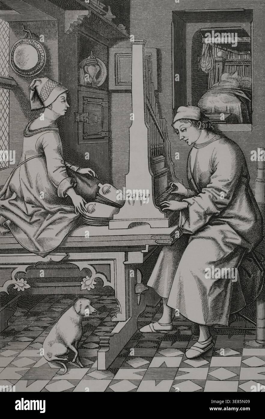 Renaissance music engraving hi-res stock photography and images