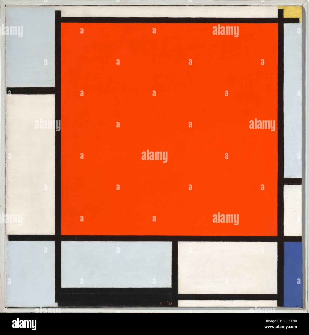 Composition with Large Red Plane, yellow, black, grey and blue