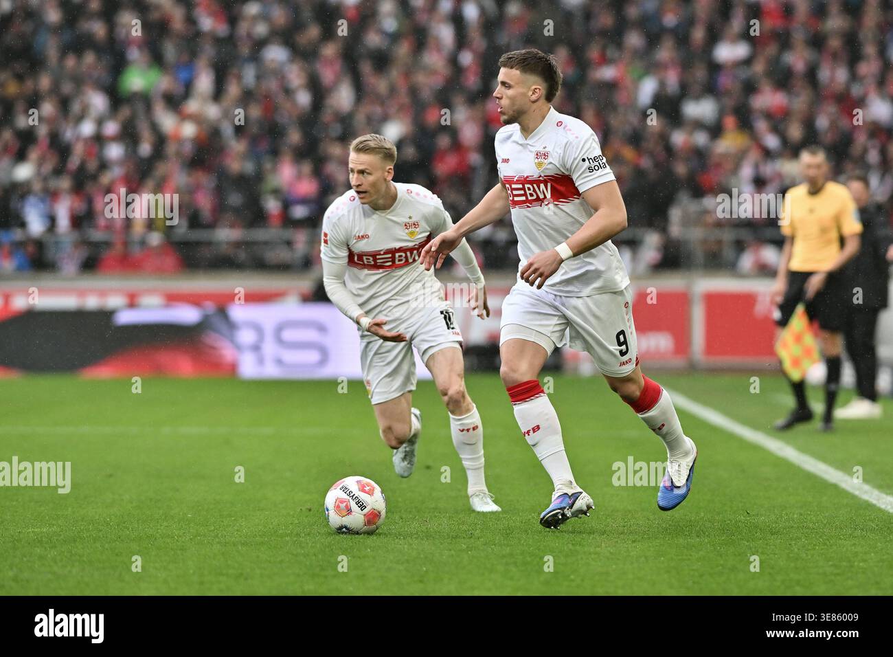 STUTTGART, GERMANY - 12. APRIL: with Ball Ermedin DEMIROVIC (VfB Stuttgart 9) / during the Bundesliga Match between VfB Stuttgart vs. Hamburger SV on Matchday 29 at MHP Arena / DFL REGULATIONS STUTTGART, GERMANY - 12. APRIL: with Ball Ermedin DEMIROVIC (VfB Stuttgart 9) / during the Bundesliga Match between VfB Stuttgart vs. Hamburger SV on Matchday 29 at MHP Arena / DFL REGULATIONS
