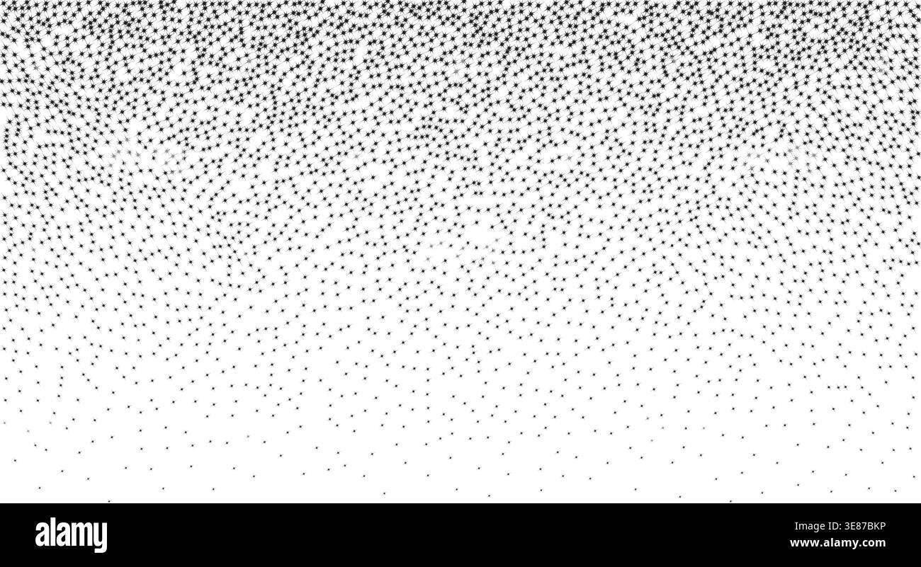 Stippling gradient, noise gradient background, stipple effect made by abstract star shapes. Noise gradient texture background. Stock Vector