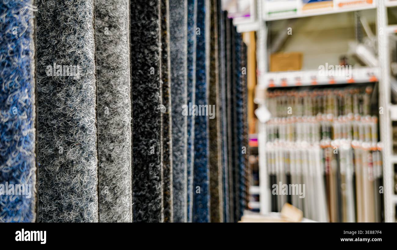 Carpet samples in a home improvement store Stock Photo