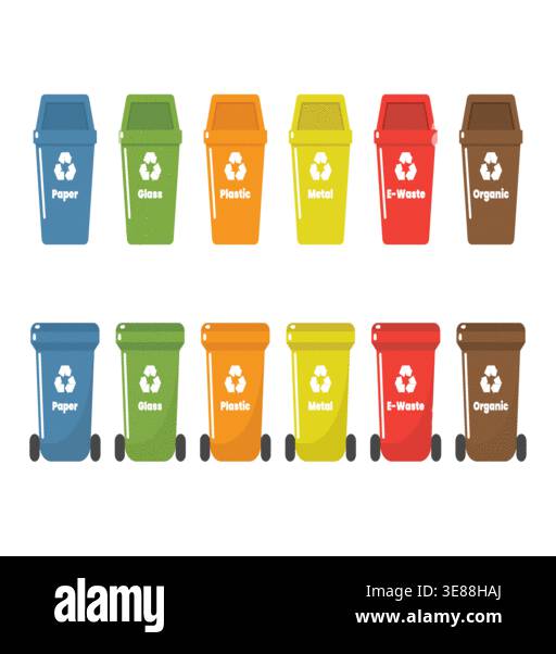 Recycle bins set with color code. Vector illustration Stock Vector