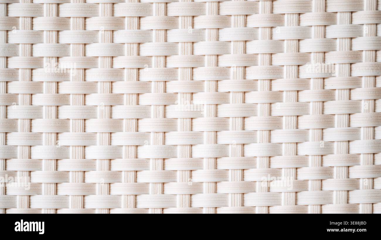 white panoramic background with rattan weave texture Stock Photo