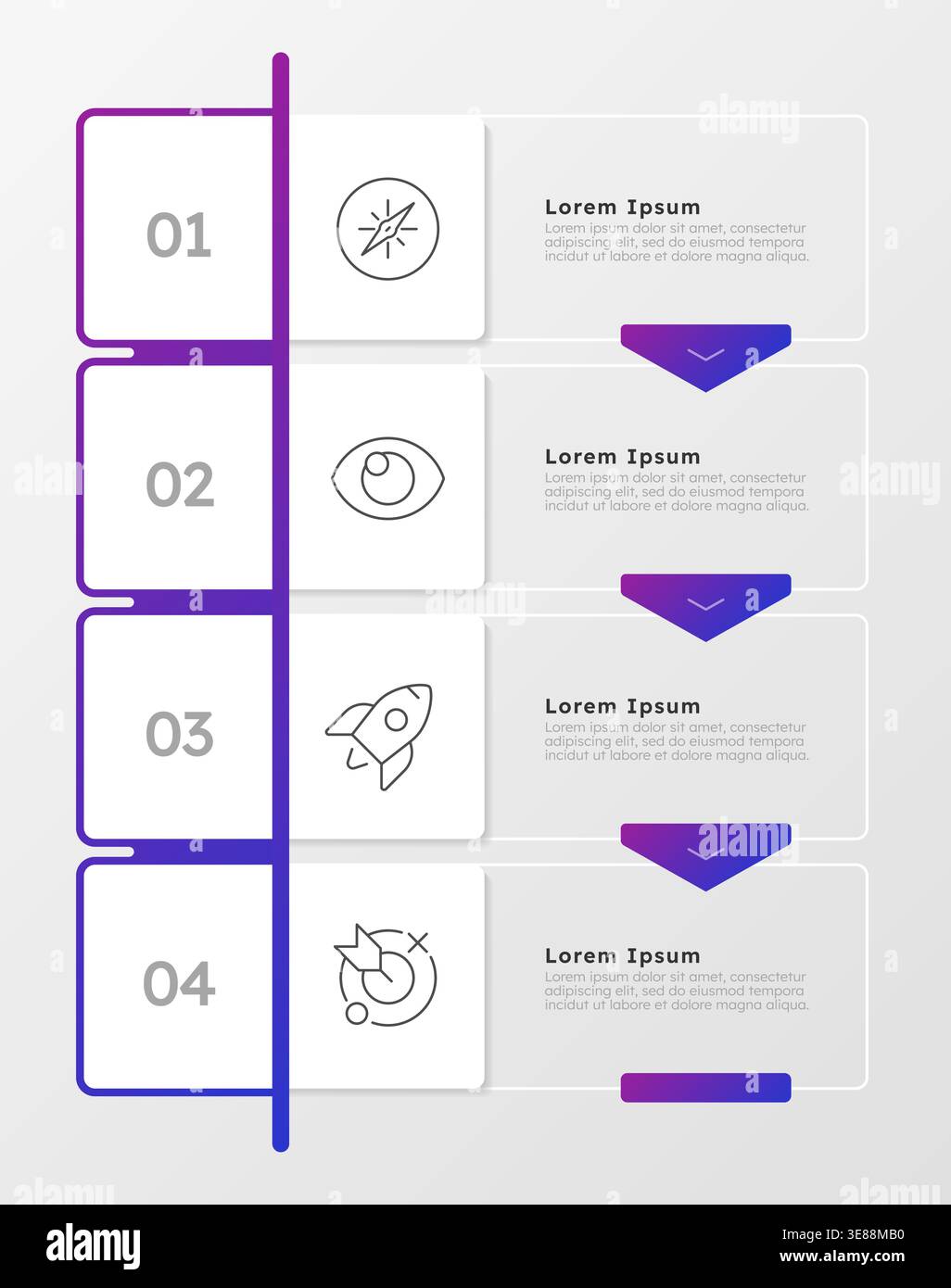 Project management blue gradient infographic 4 steps Stock Vector