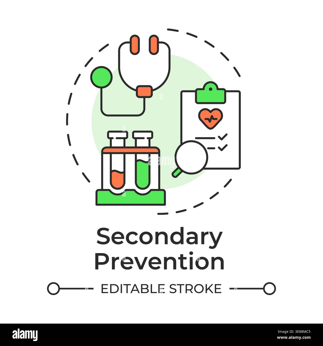 Secondary prevention multi color concept icon Stock Vector