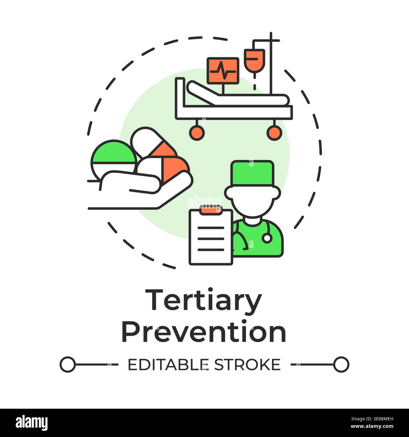 Tertiary prevention multi color concept icon Stock Vector