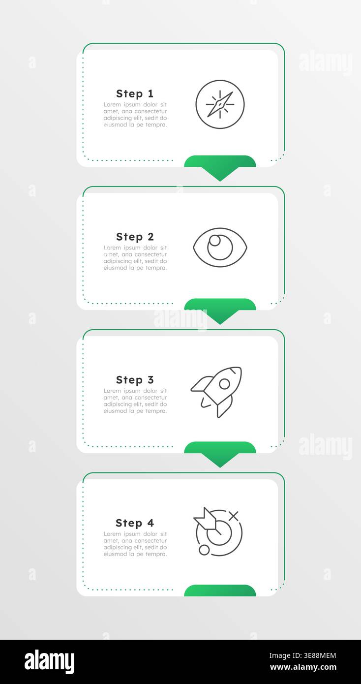 Project management innovation green vertical infographic 4 steps Stock Vector