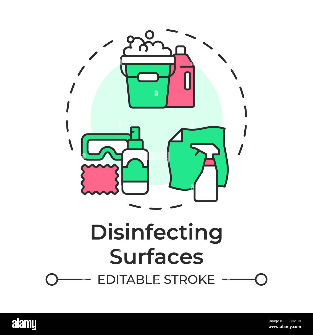 Disinfecting surfaces multi color concept icon Stock Vector