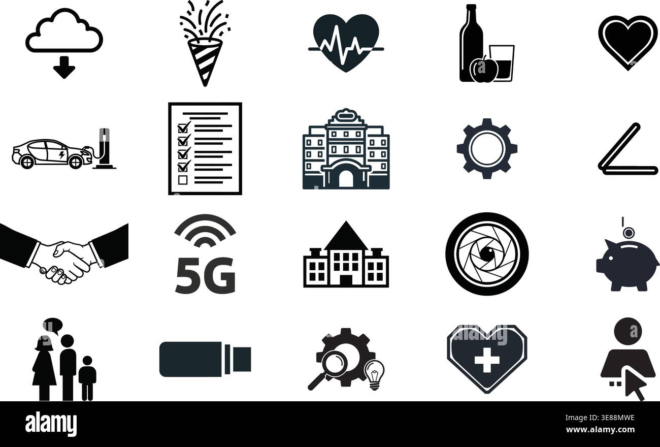 Urban Mobility Transportation and Data Analysis Connectivity Icons Stock Vector