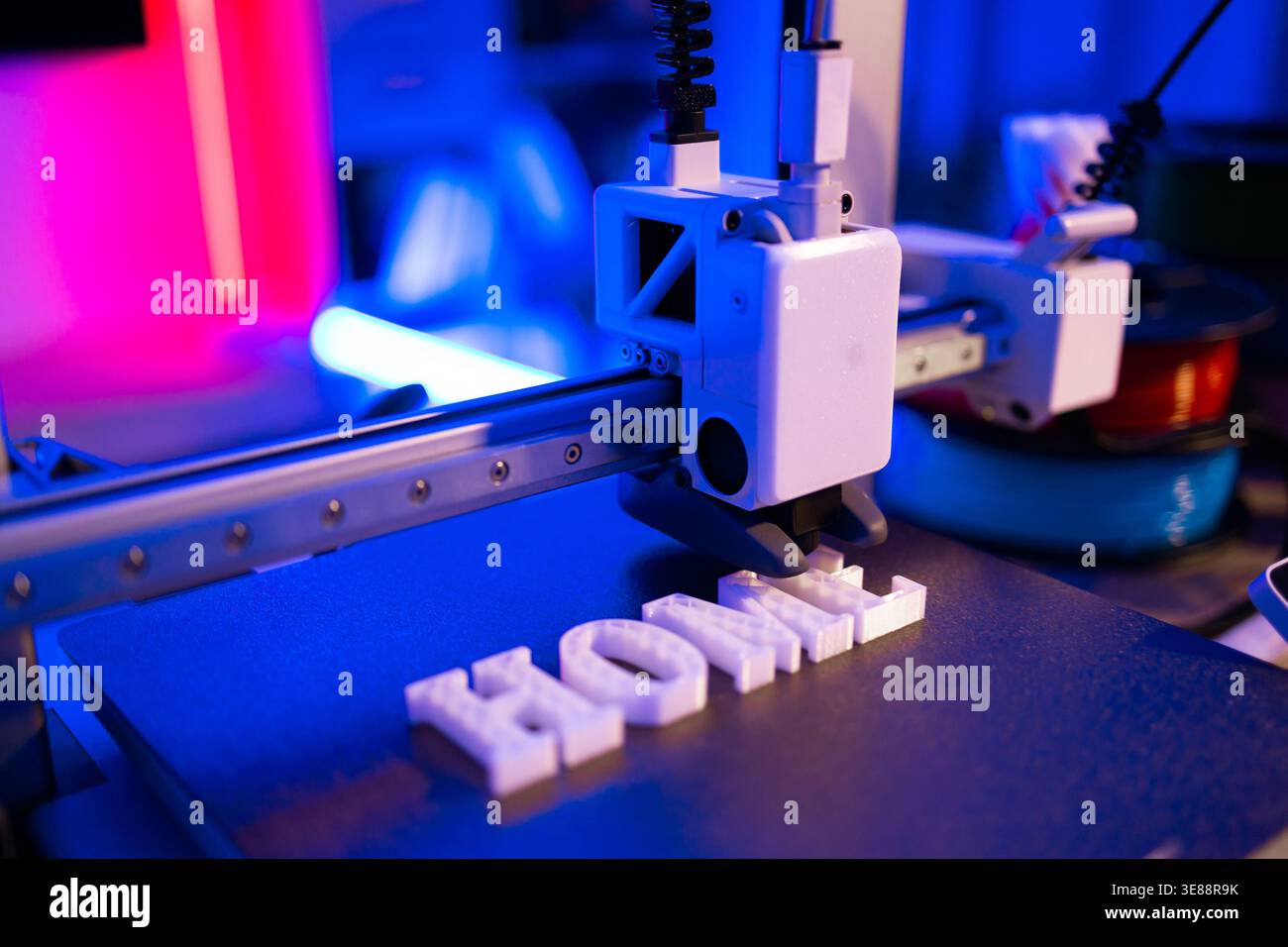 3D Printer Creating Word Home Stock Photo