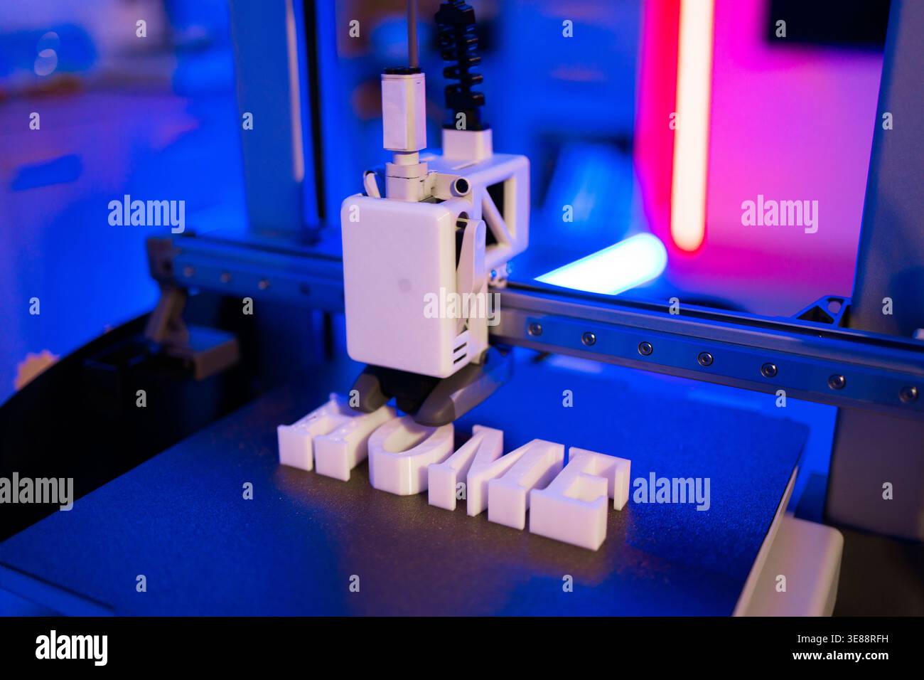 3D Printer Creating Word HOME Stock Photo