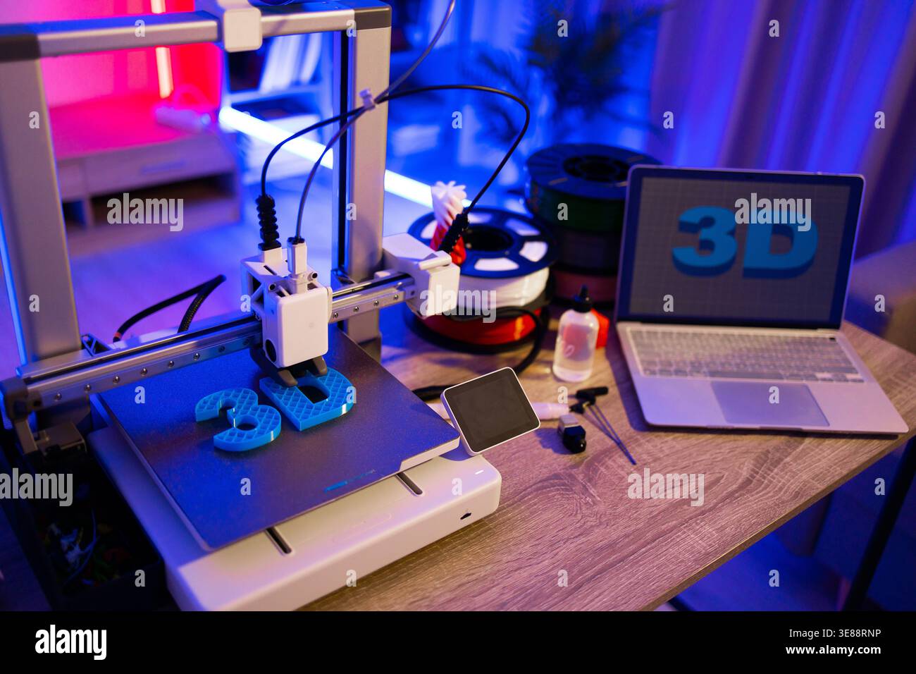 3D Printer Creating Objects Stock Photo