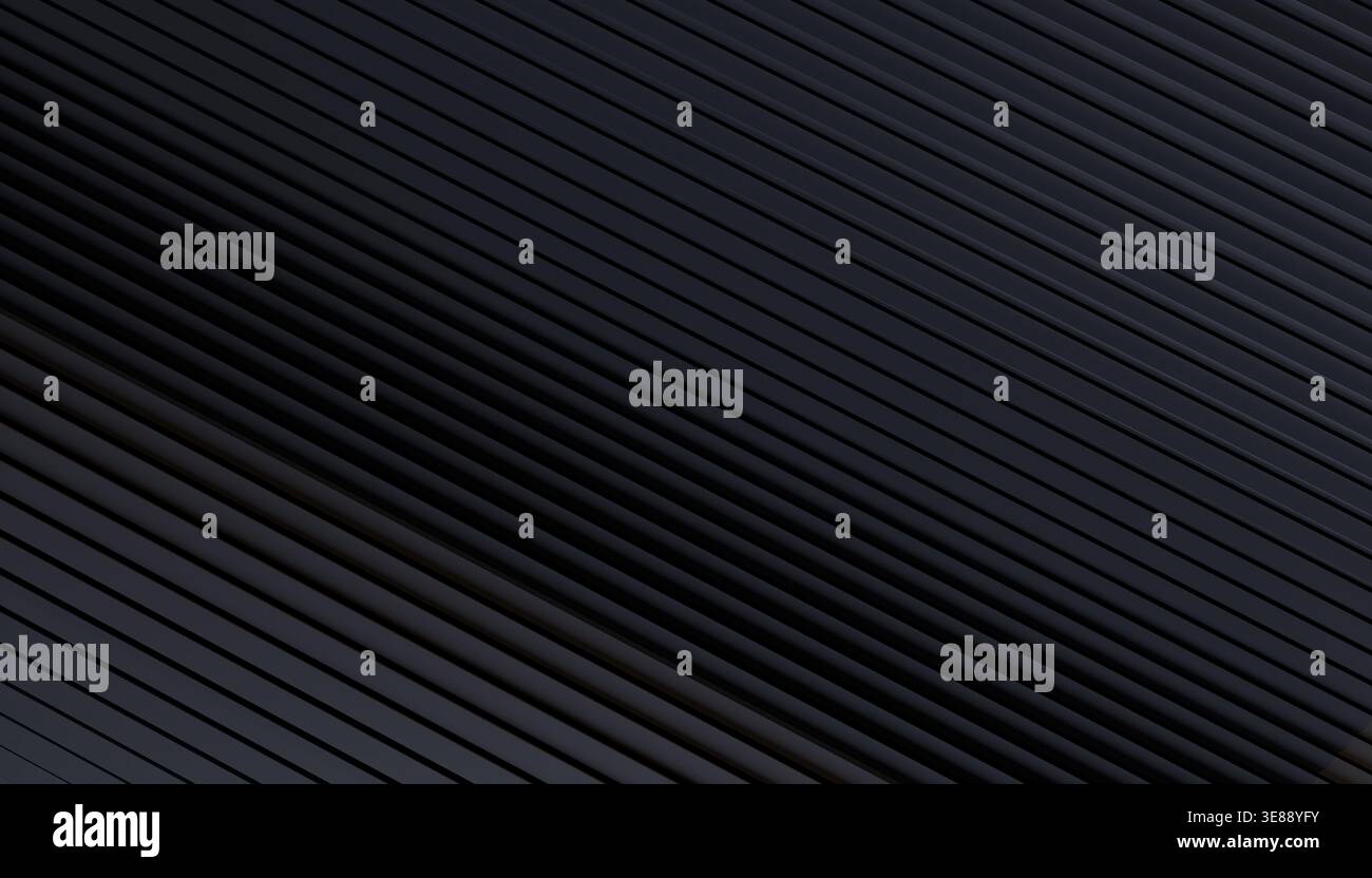 Abstract dark gray background with parallel diagonal lines and 3d texture effect Stock Photo